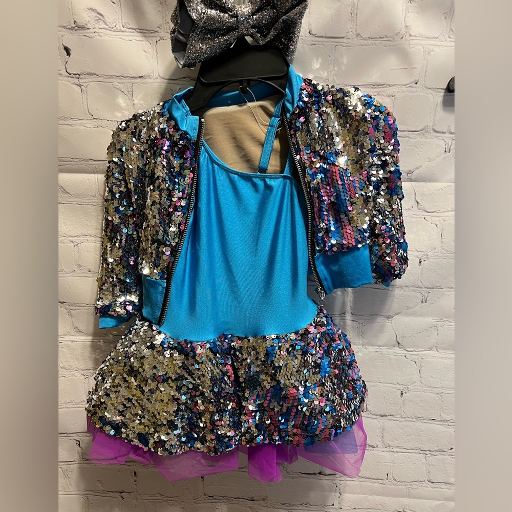 Curtain Call Costume Multicolor Flip Sequin + JoJo Bow